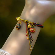 Buddha Stones Gold Swallowing Beast Family Luck Reincarnation Knot Colorful String Bracelet Bracelet BS 5