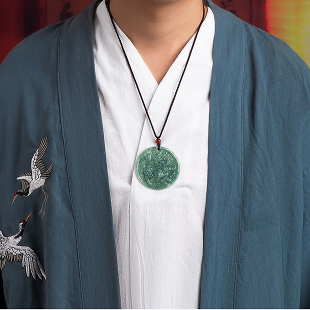 Buddha Stones Natural Jade Kirin Abundance String Necklace Pendant Necklaces & Pendants BS 9
