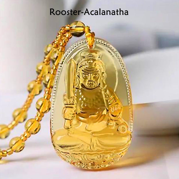 Buddha Stones Citrine Guardian Buddha Serenity Pendant Necklace Necklaces & Pendants BS 7