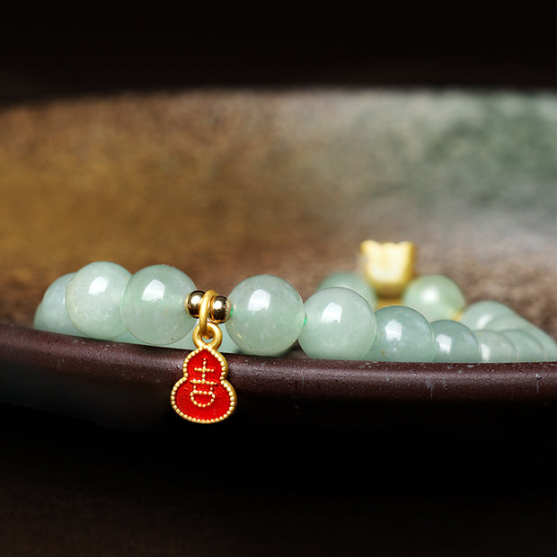 Buddha Stones Year Of The Dragon Natural Green Aventurine Lucky Gourd Bracelet Bracelet BS 7
