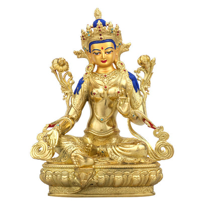 Buddha Stones Bodhisattva Green Tara Protection Copper Gold Plated Statue Decoration Decorations BS main