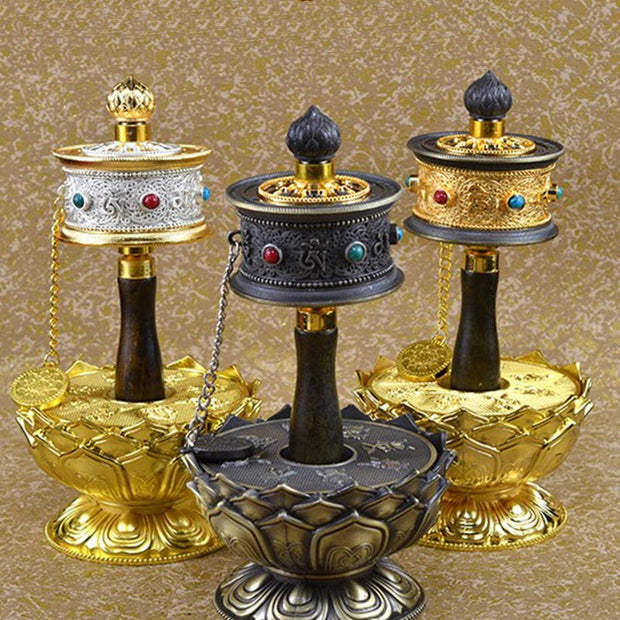 Buddha Stones Tibetan Lucky Prayer Wheel Decoration Decoration BS 8