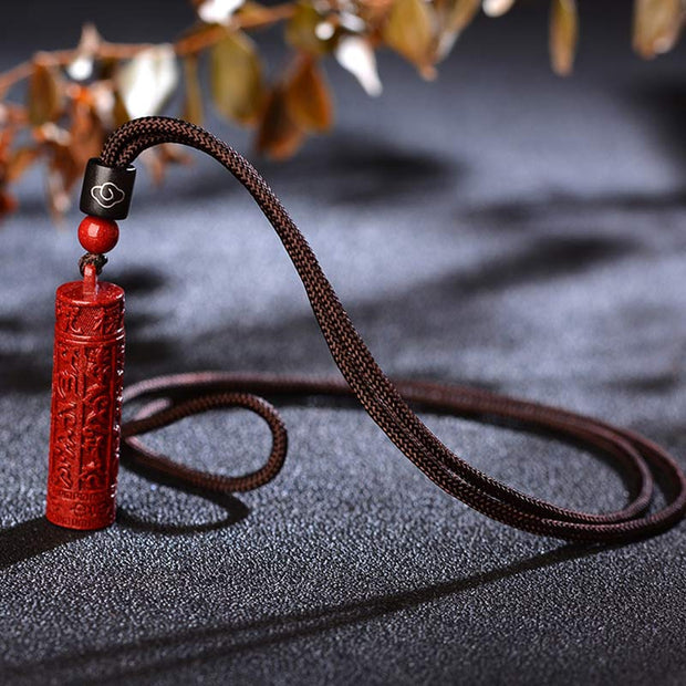 Buddha Stones Tibetan Cinnabar Mantra Concentration String Necklace Necklaces & Pendants BS 4