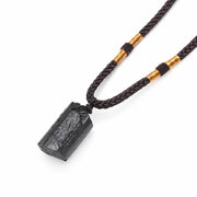 Buddha Stones Natural Black Tourmaline Positive Rope Necklace Pendant