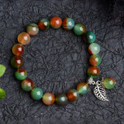Buddhastoneshop Tibetan Natural Green Agate Healing Bracelet
