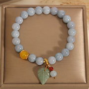 Buddha Stones Aquamarine Jade Leaf Healing Charm Bracelet Bracelet BS 1