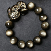 Buddha Stones FengShui PiXiu Golden Obsidian Protection Bracelet Bracelet BS 3