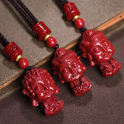 Buddha Stones Chinese Zodiac Natal Buddha Natural Cinnabar Amulet Keep Away Evil Spirits Necklace Pendant Necklaces & Pendants BS 1