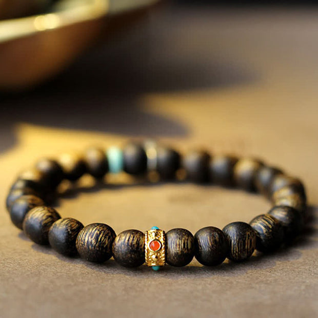 Buddha Stones Vietnam Qinan Agarwood Turquoise Balance Strength Bracelet Bracelet BS 12