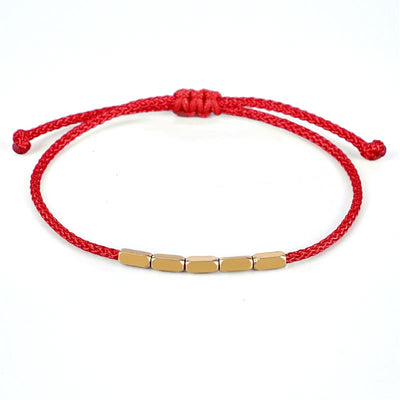 Buddha Stones Handcrafted Copper Bead Protection Braided String Bracelet Bracelet BS Red(Wrist Circumference 14-23cm)