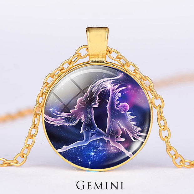 12 Constellations of the Zodiac Moon Starry Sky Protection Blessing Necklace Pendant Necklaces & Pendants BS Gold Gemini