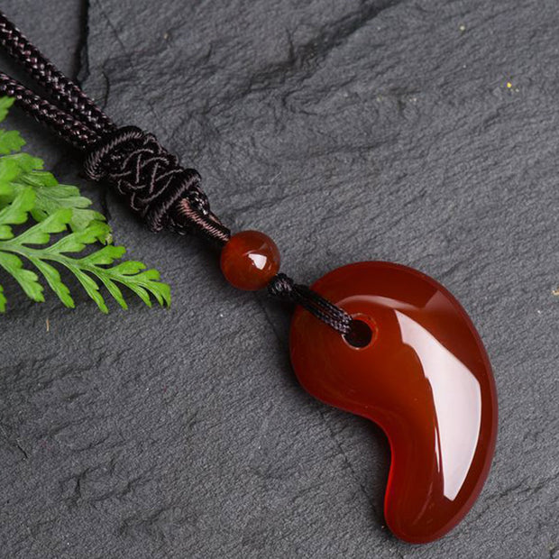 Buddha Stones Red Agate Green Agate Moon Pattern Confidence Calm Necklace Necklaces & Pendants BS 3