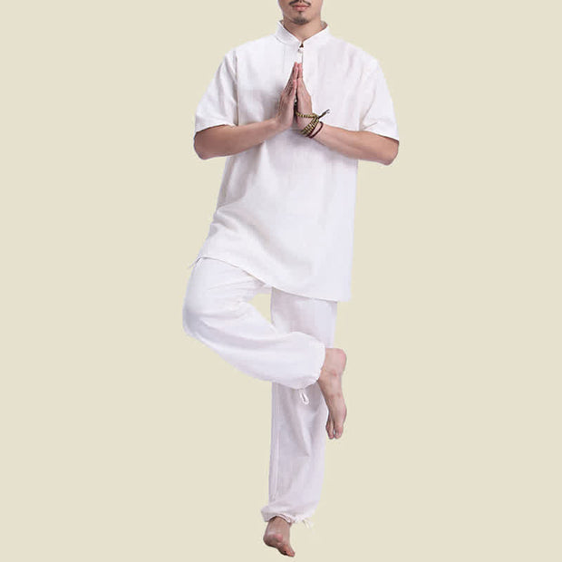 Buddha Stones Spiritual Zen Meditation Prayer Practice Cotton Linen Clothing Men's Set Clothes BS 6