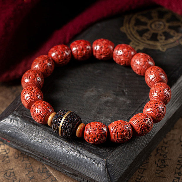 Buddha Stones Natural Cinnabar Ebony Calm Blessing Bracelet Bracelet BS 1