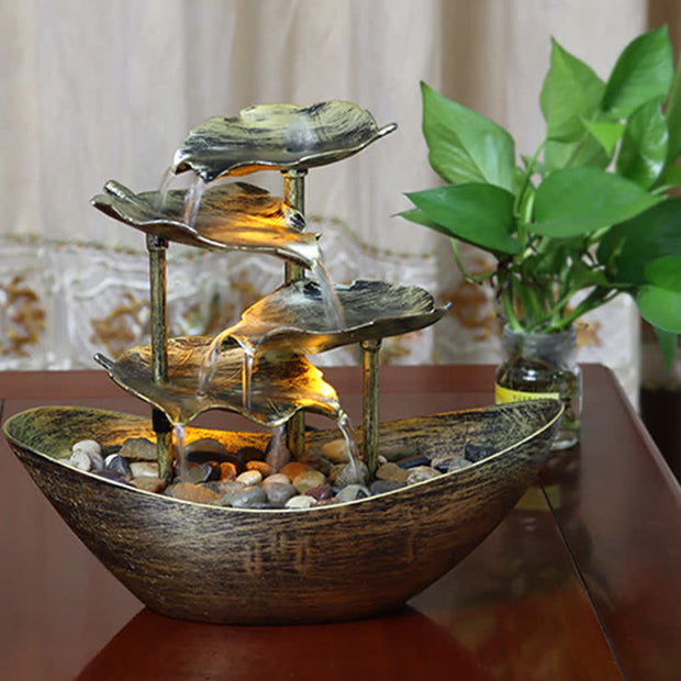 Buddha Stones Lotus Leaf Shaped Waterfall Fountain Tabletop Ornaments ...