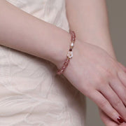 Buddha Stones Strawberry Quartz Peach Blossom Love Bracelet Bracelet BS 9