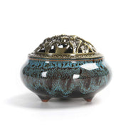 Buddha Stones Colorful Ceramic Incense Burner Incense Burner BS Blue pattern