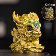 Buddha Stones Color Changing Small Kirin Resin Tea Pet Home Figurine Decoration Decorations BS Color Changing Gold Kirin 12*8*11.5cm