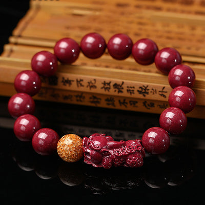 Buddha Stones Tibetan Cinnabar Pixiu Calm Bracelet Bracelet BS Cinnabar