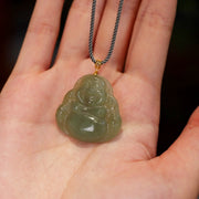 Buddha Stones 18K Gold Laughing Buddha Jade Abundance Necklace String Pendant Necklaces & Pendants BS 3