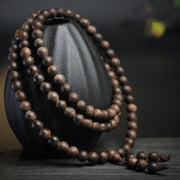 Buddha Stones 108 Mala Beads Agarwood Peace Strength Calm Bracelet Bracelet Mala BS 10