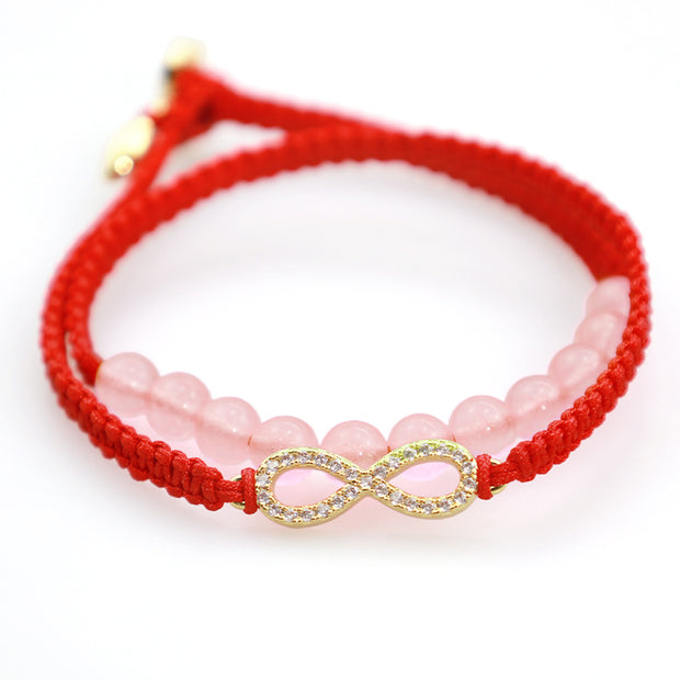Buddha Stones Tibetan Handmade Lotus Pink Crystal Soothing Red String Bracelet (Extra 30% Off | USE CODE: FS30)