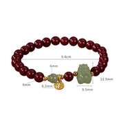 Buddha Stones 925 Sterling Silver Year of the Dragon Natural Cinnabar Hetian Jade Dragon Fu Character Ruyi As One Wishes Charm Blessing Bracelet (Extra 30% Off | USE CODE: FS30)