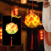Buddha Stones DIY Lotus Flower Dragon Lantern Tassel Lamp Decoration Decorations BS Light Yellow Lotus Lantern