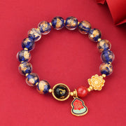 Buddha Stones Tibet Om Mani Padme Hum Fu Character Gourd Charm Lotus Liuli Glass Bead Luck Bracelet Bracelet BS 7