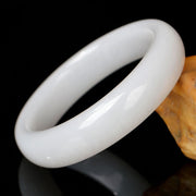 Buddha Stones Natural Golden Silk Jade Wealth Luck Bracelet Bangle Bracelet Bangle BS White 62mm