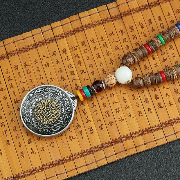 Buddha Stones Tibetan Om Mani Padme Hum Prayer Wheel Rotation Vajra Wood Necklace Pendant Necklaces & Pendants BS 24