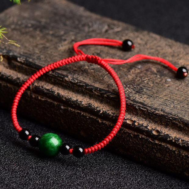 Buddha Stones Lucky and Success Jade Red String Bracelet Bracelet BS 4