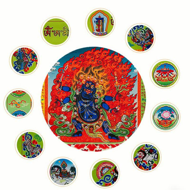 Buddha Stones Tibetan 10 Colors Windhorse Buddha Healing Auspicious Outdoor Mulberry Silk Prayer Flag