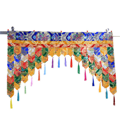 Buddha Stones Tibetan Five Colors Hanging Curtain Prayer Altar Healing Meditation Curtain Prayer Altar BS 100*60cm