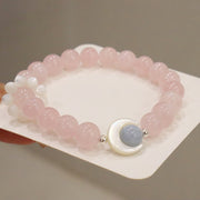 Buddha Stones 925 Sterling Silver Natural Amethyst Aquamarine Pink Crystal Cat's Eye Healing Crescent Moon Bracelet Bracelet BS 16