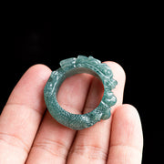 Buddha Stones Natural Jade Dragon Success Ring Ring BS 2