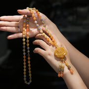 Buddha Stones Tibetan Golden Silk Jade Wealth Pendant Necklace Necklaces & Pendants BS 1