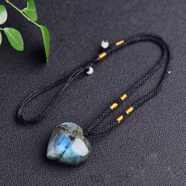 Buddha Stones Labradorite Love Heart Support Necklace Pendant Necklaces & Pendants BS 5