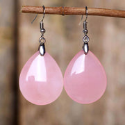 Buddha Stones Natural Aventurine Dangle Healing Drop Earrings Earrings BS Pink Crystal