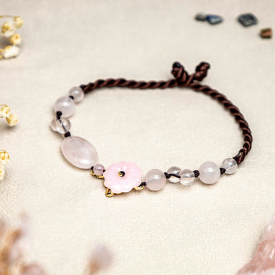 Buddha Stones The Flower of Love Pink Crystal Soothing Anklet Anklet BS Pink Crystal (Soothing ♥ Warmth)