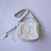 Buddha Stones Handmade Embroidered Flowers Canvas Tote Shoulder Bag Handbag Bag BS 4