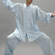Buddha Stones Simple Pattern Meditation Prayer Spiritual Zen Tai Chi Qigong Practice Unisex Clothing Set Clothes BS Light Blue XXXL