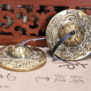 Buddha Stones Tibetan Tingsha Bell Six True Words Dragon Copper Balance Decoration With Bag Buddhist Supplies BS 15