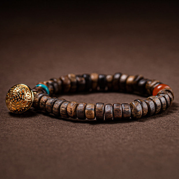 Buddha Stones Agarwood Red Agate Turquoise Balance Strength Bracelet