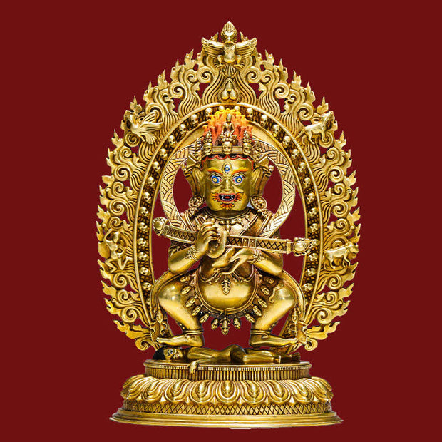 Buddha Stones Tibet Two-armed Mahakala Bodhisattva Figurine Serenity Copper Statue Decoration