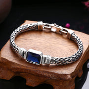 Buddha Stones Retro Blue Acrylic Dragon Keel Braided Design Healing Wealth Buckle Bracelet