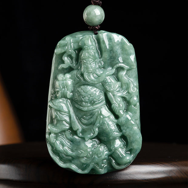 Buddha Stones Natural Jade Guan Gong Amulet Wealth Necklace Pendant Necklaces & Pendants BS Guan Gong (Justice ♥ Wealth)