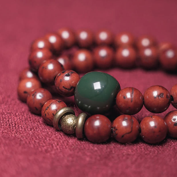 Buddha Stones Bodhi Seed Cyan Jade Copper Peace Luck Bracelet Bracelet BS 7