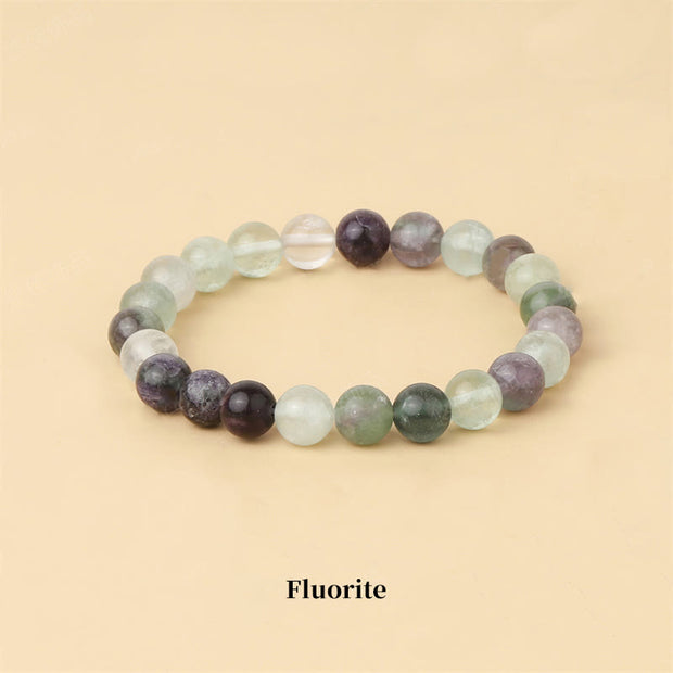 Buddha Stones Natural Stone Quartz Healing Beads Bracelet Bracelet BS 8mm Fluorite