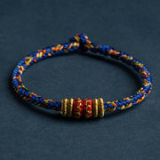 Buddha Stones Tibet Handmade Chinese Zodiac Natal Buddha Luck Strength Braided String Bracelet Bracelet BS 4